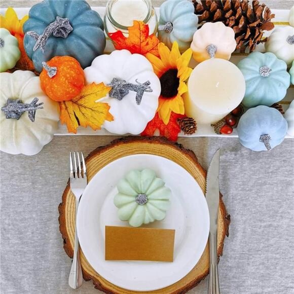 24 Pcs Bulk Assorted Rustic Harvest Artificial Pumpkins Foam Pumpkin in White - Picture 7 of 8